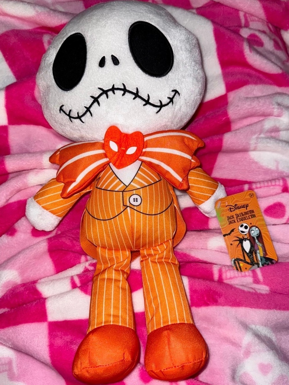 Disney Jack Skellington Orange Pinstripe Plush with Bow Tie